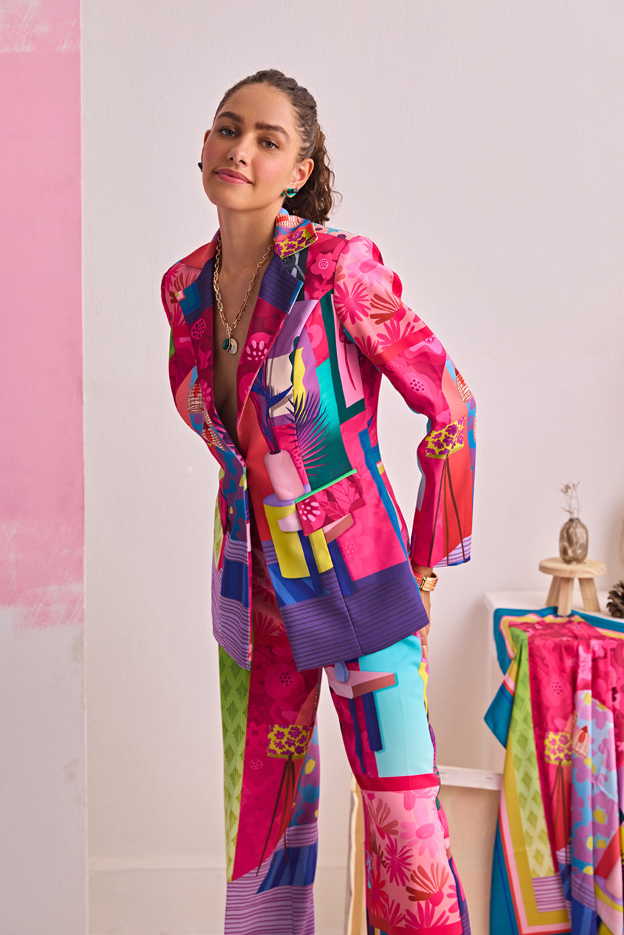 TECHNICOLOR HOMESCAPE BLAZER PANTS SET