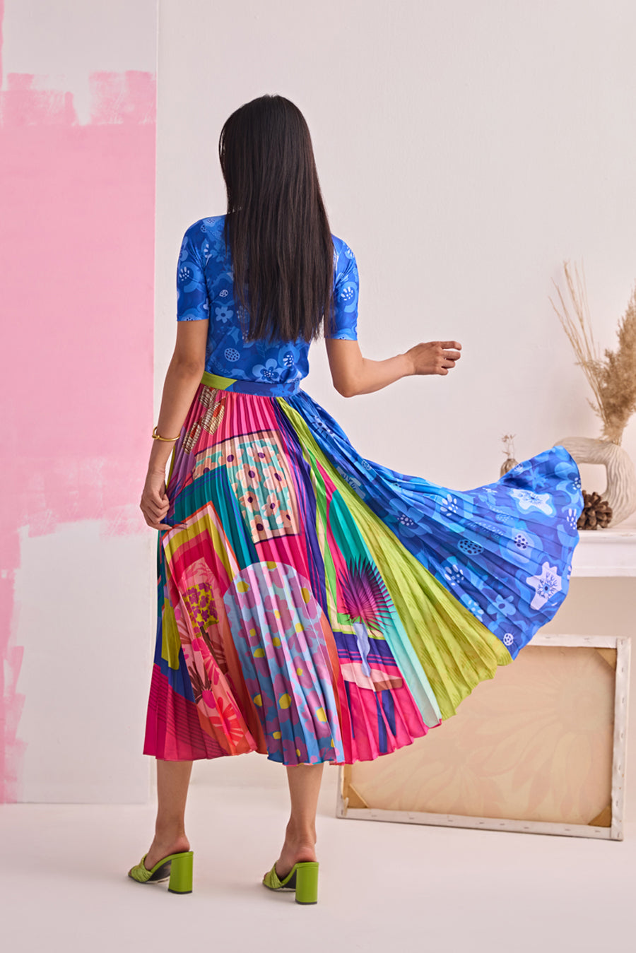 TECHNICOLOR HOMESCAPE PLEATED SKIRT