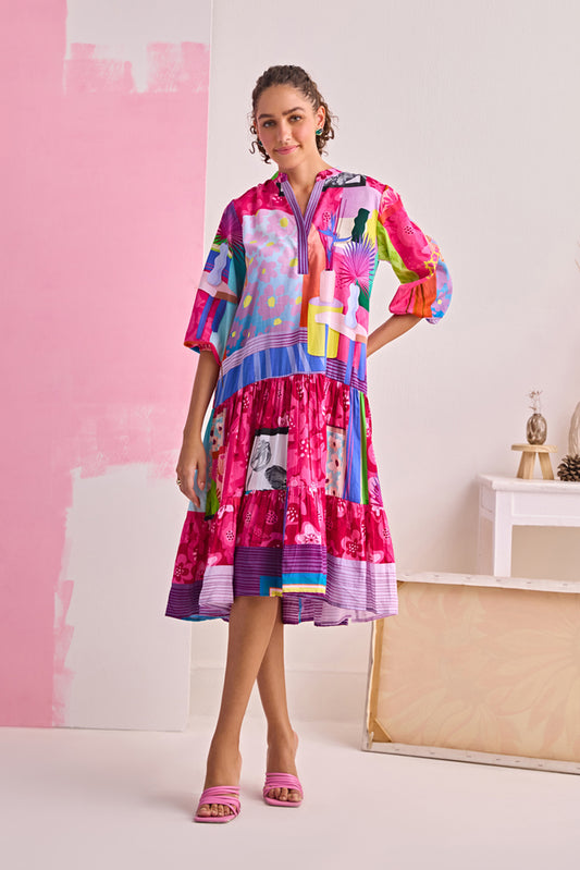 TECHNICOLOR HOMESCAPE MIDI DRESS