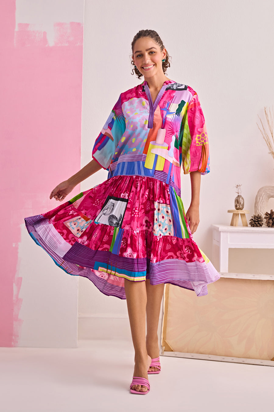 TECHNICOLOR HOMESCAPE MIDI DRESS