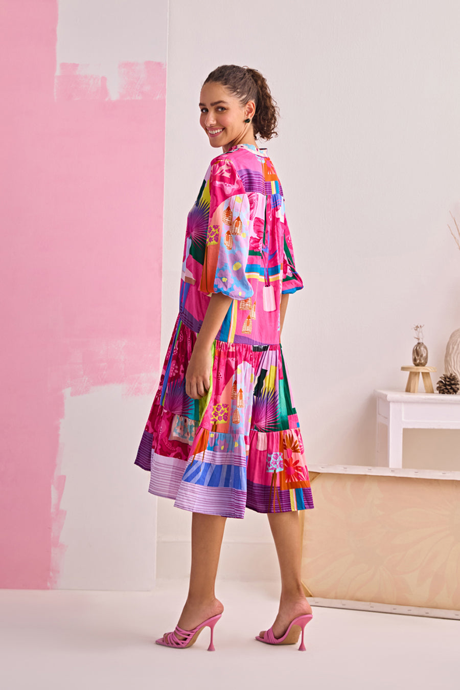 TECHNICOLOR HOMESCAPE MIDI DRESS