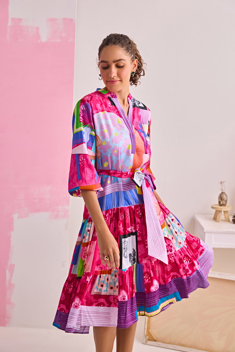 TECHNICOLOR HOMESCAPE MIDI DRESS