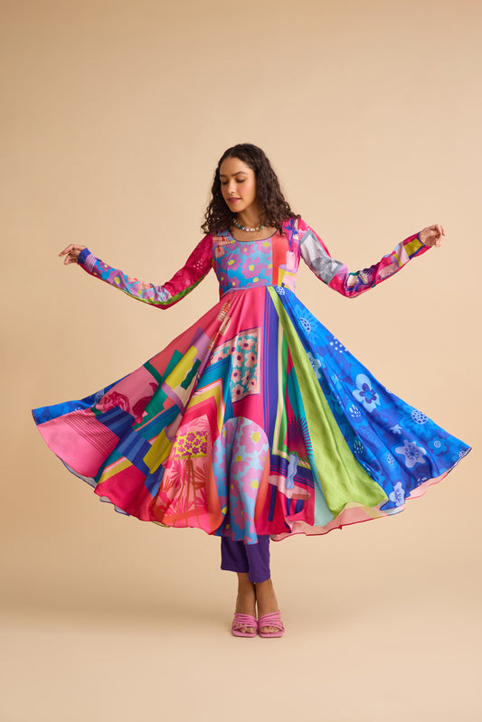 TECHNICOLOR HOMESCAPE ANARKALI KURTA