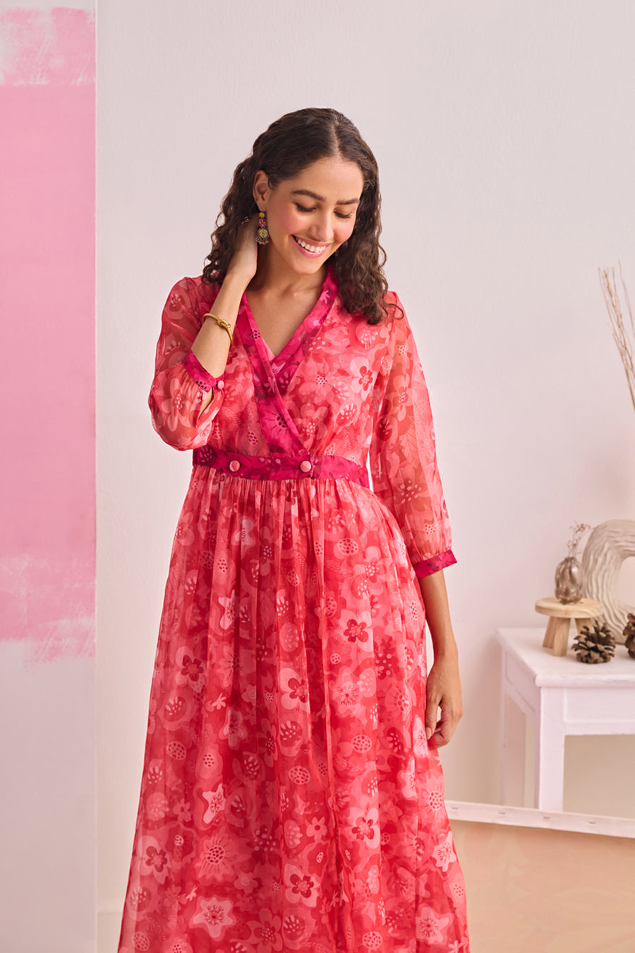 PINK BLOOM WRAP DRESS