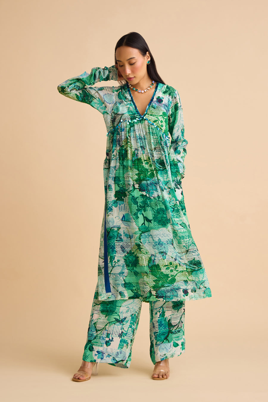 THROUGH THE RAIN SILK KURTA SET